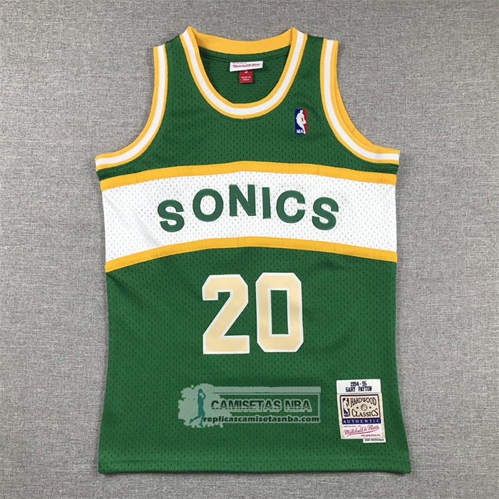 Camiseta Nino Seattle SuperSonics Gary Payton NO 20 Historic Retro Verde
